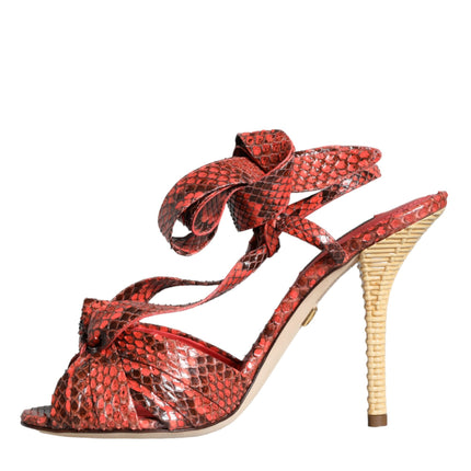 Coral Exotic Leather Heels Sandals Shoes