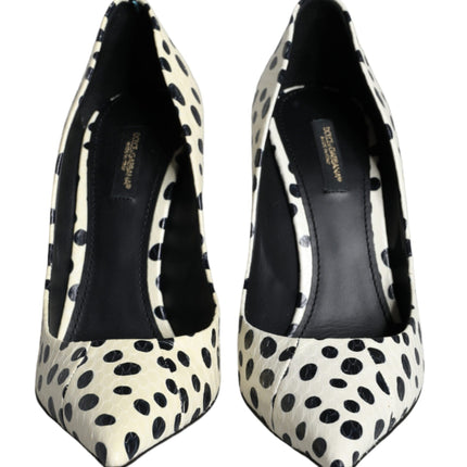 Black White Polka Dot Leather Pumps Shoes