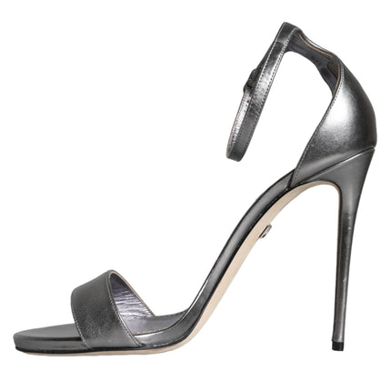 Silver KEIRA Heels Ankle Strap Sandals Shoes