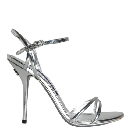 Silver KEIRA Leather AnkleStrap Sandals Shoes