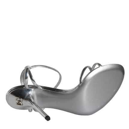 Silver KEIRA Leather AnkleStrap Sandals Shoes