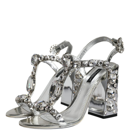 Silver Crystals High Heels Sandals Shoes