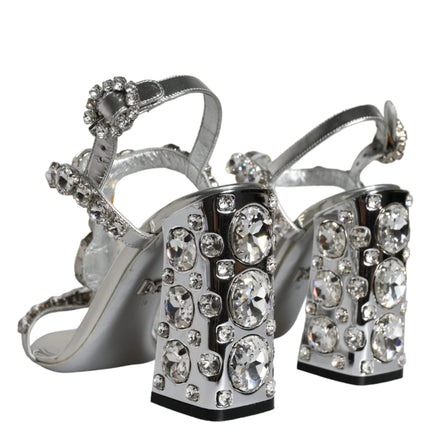 Silver Crystals High Heels Sandals Shoes