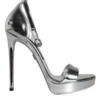 Silver KEIRA Heels Ankle Strap Sandals Shoes