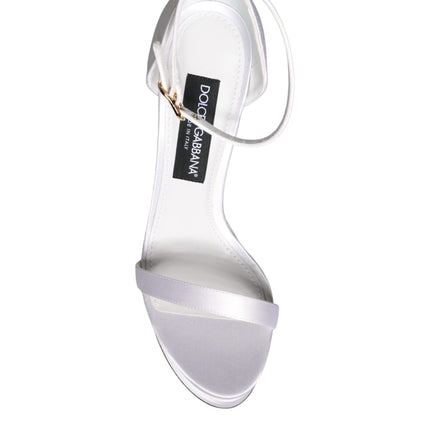 White Keira Satin Ankle Strap Sandals Shoes