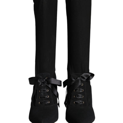 Black Stiletto Heels Mid Calf Boots Shoes