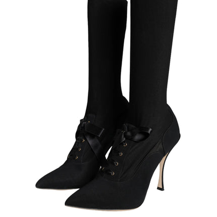 Black Stiletto Heels Mid Calf Boots Shoes