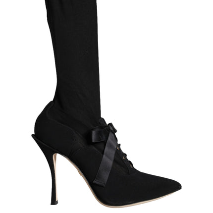 Black Stiletto Heels Mid Calf Boots Shoes