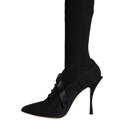 Black Stiletto Heels Mid Calf Boots Shoes