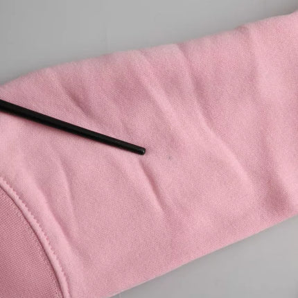 Pink Cotton Logo Print Long Sleeves Pullover Sweater