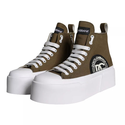 Army Green Canvas Logo Sneakers Boots Shoes