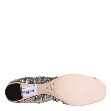 Silver Patent Leather Scrunch Ballet Flats Shoes