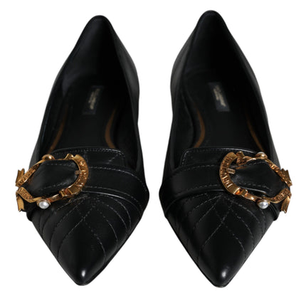 Black Devotion Leather Pointy Flats Shoes