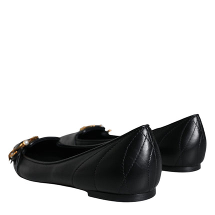 Black Devotion Leather Pointy Flats Shoes