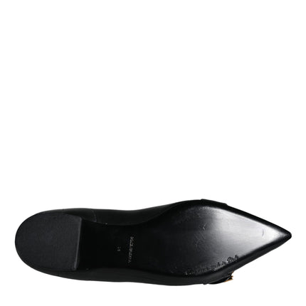 Black Devotion Leather Pointy Flats Shoes