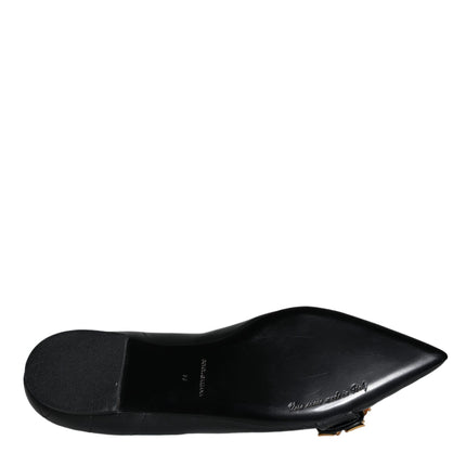 Black Devotion Leather Pointy Flats Shoes