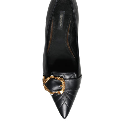 Black Devotion Leather Pointy Flats Shoes