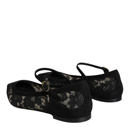 Black Taormina Lace Bellucci Flats Shoes