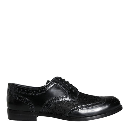 Black Leather Floral Lace Dress Formal Shoes