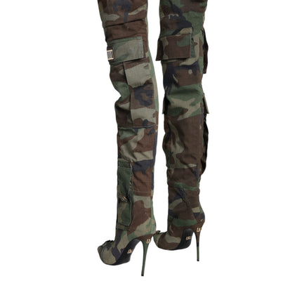 Multicolor Camouflage Knee High Heels Boots Shoes