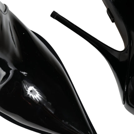 Black Patent Leather Pointed Ankle Boots Shoes