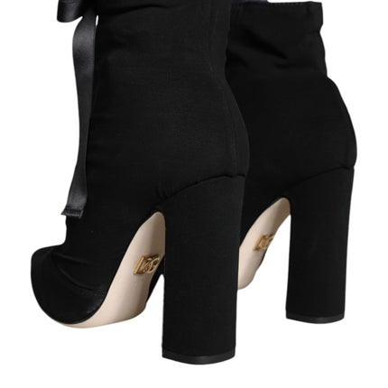 Black Jersey Stretch Ankle Booties Shoes