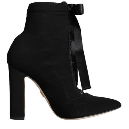 Black Jersey Stretch Ankle Booties Shoes