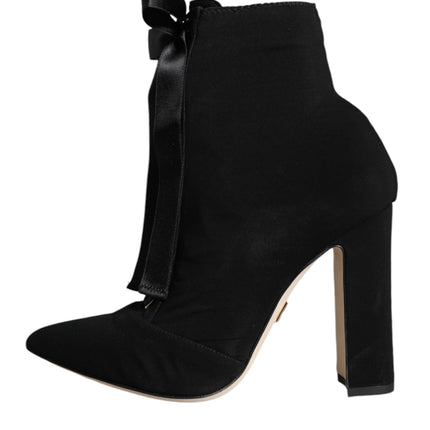 Black Jersey Stretch Ankle Booties Shoes