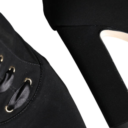 Black Jersey Stretch Ankle Booties Shoes