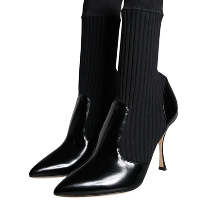 Black Stretch Stilettos Booties Socks Shoes