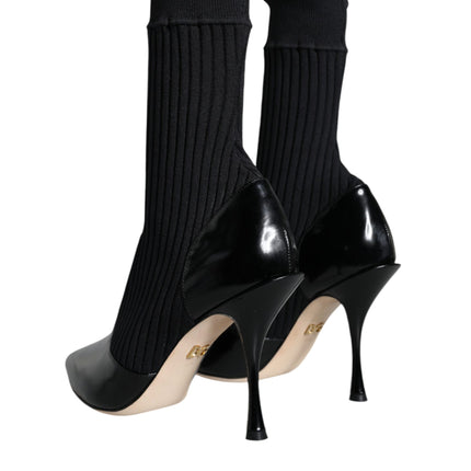 Black Stretch Stilettos Booties Socks Shoes