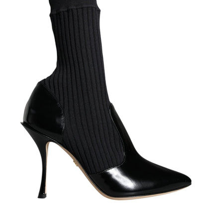 Black Stretch Stilettos Booties Socks Shoes