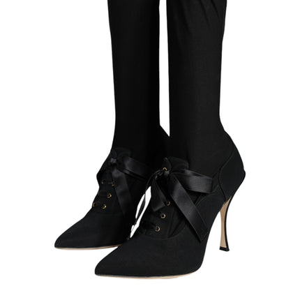 Black Stiletto Heels Mid Calf Boots Shoes