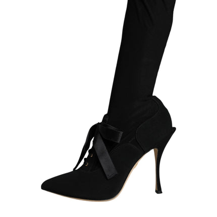 Black Stiletto Heels Mid Calf Boots Shoes