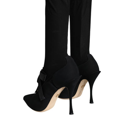 Black Stiletto Heels Mid Calf Boots Shoes