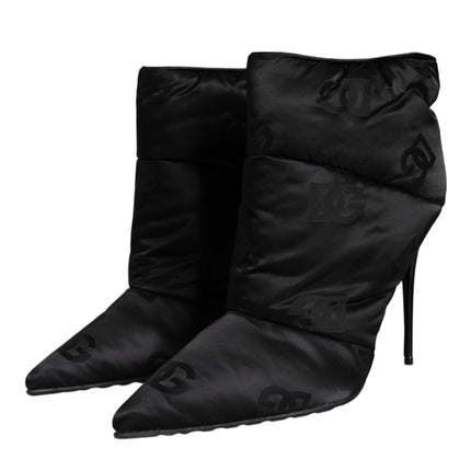 Black DG Logo Padded Heels Ankle Boots Shoes