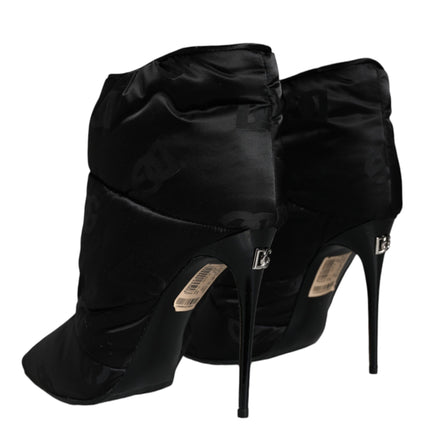 Black DG Logo Padded Heels Ankle Boots Shoes