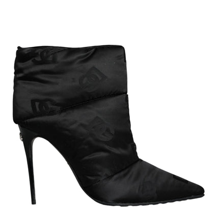 Black DG Logo Padded Heels Ankle Boots Shoes