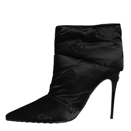 Black DG Logo Padded Heels Ankle Boots Shoes