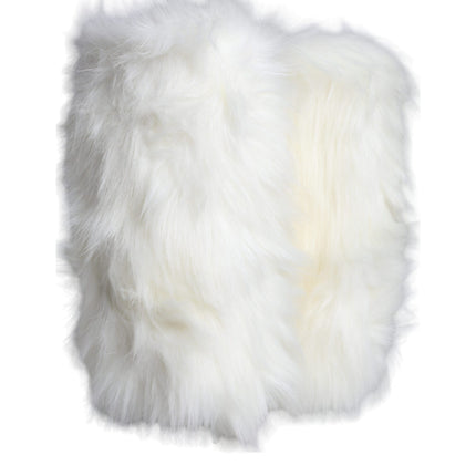 White Fur Leather Heels Mid Calf Boots Shoes