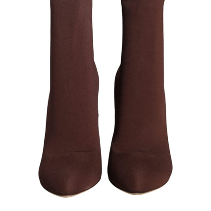 Brown Stiletto Heels Socks Ankle Boots Shoes