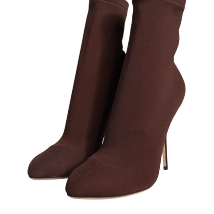 Brown Stiletto Heels Socks Ankle Boots Shoes