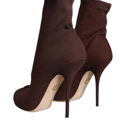 Brown Stiletto Heels Socks Ankle Boots Shoes