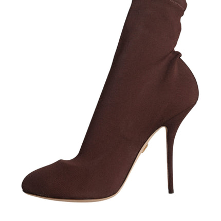 Brown Stiletto Heels Socks Ankle Boots Shoes