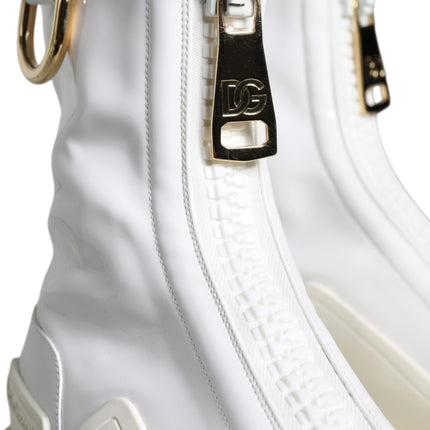 White Leather Rubber Logo Ankle Boots Shoes