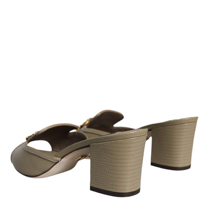 Beige DG Amore Slip On Heels Sandals Shoes