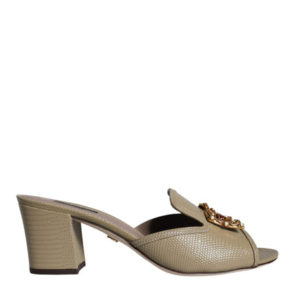 Beige DG Amore Slip On Heels Sandals Shoes