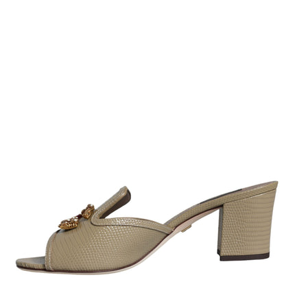 Beige DG Amore Slip On Heels Sandals Shoes