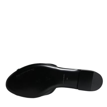 Black DG Amore Leather Slip On Flats Shoes