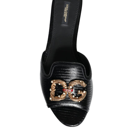 Black DG Amore Leather Slip On Flats Shoes